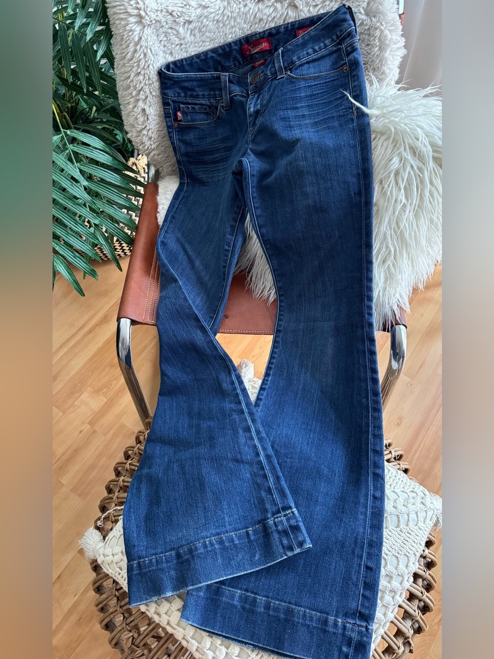 Seven7 Dark Blue Flared Jeans
